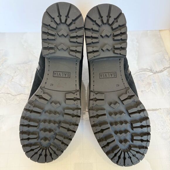 Salvia Black Suede Waterproof Ankle Boots | Lug Sole • Chunky Heel • Size 11 - Picture 7 of 16